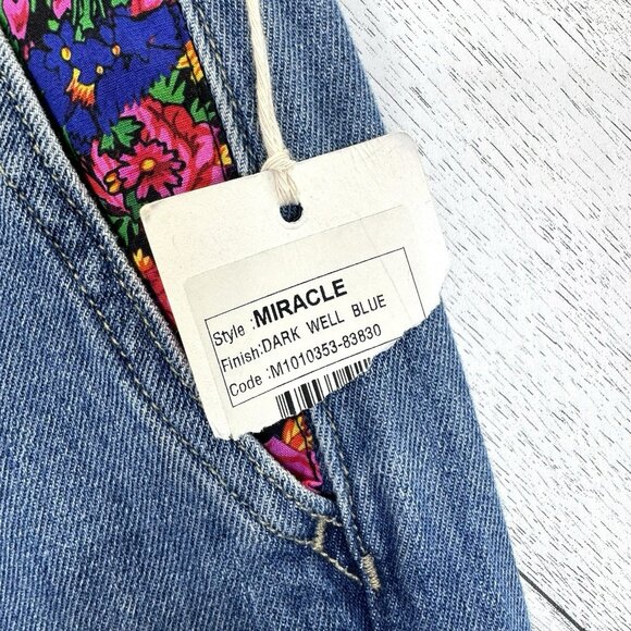 Mavi Jeans Miracle High Rise Wide Leg Size 27x32 Dark Well Blue Floral NWT NEW - Picture 4 of 9